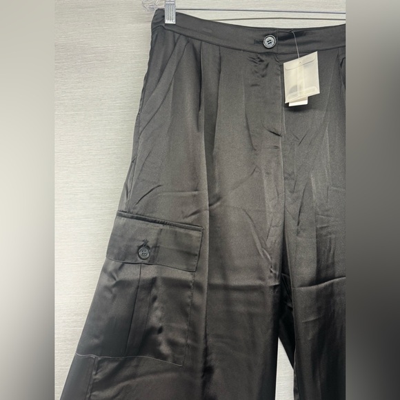 Gabrielle Union Black Satin Wide Leg Pants - Size Medium- NWT - Picture 2 of 5
